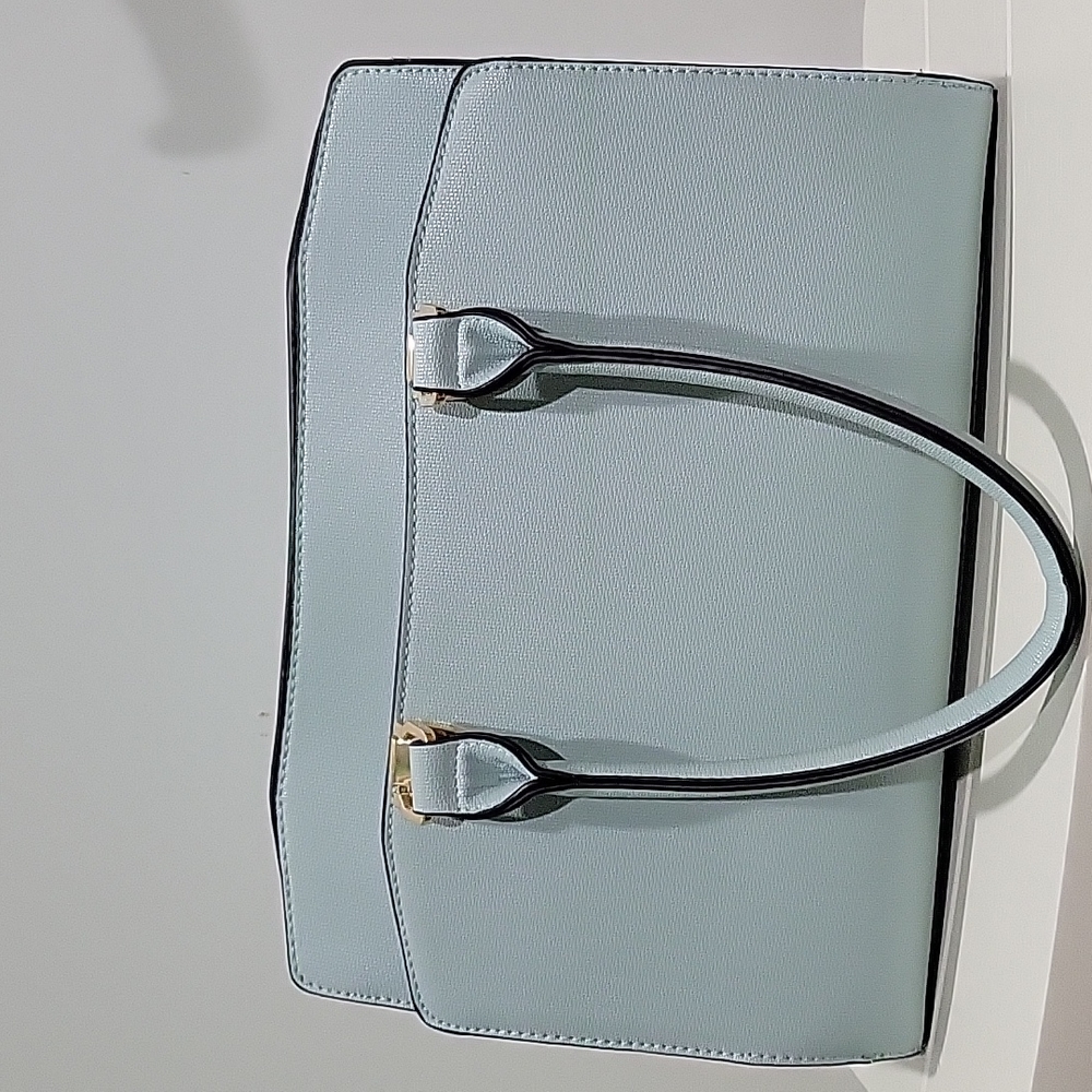 Large satchel bag shoulder bag light blue with light light green shade